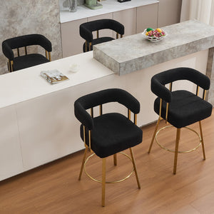 English Elm Ts Teddy Fleece Accent Chair Set of Two with Gold Square Legs for Glam Modern Spaces Black+Gold W2311P412749