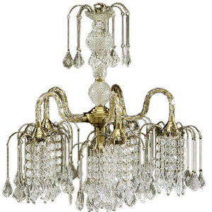 English Elm 25" Elegant Metal Chandelier With Antique Brass Finish, Teardrop Crystals For Timeless Style B072116082
