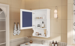 English Elm 20'' Half-Moon Wall Medicine Cabinet with Mirror, Solid Wood Frame, Soft-Close Hinges, Space-Saving Elegance White N710P313827K