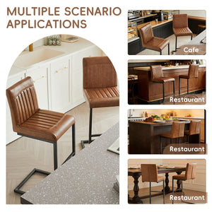 English Elm Faux Leather Counter Stools Set of Two Ergonomic Curved Back Metal Frame Kitchen Seating W5096P400661