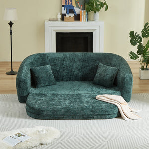 English Elm 87-inch Curved Chenille Convertible Sofa Sleeper with Pull-out Base for Apartment Living W3505P465317