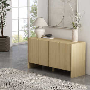 English Elm Linda 60" Sideboard with Soft-Close Doors, Adjustable Shelves, Cable Management, Minimalist Design Oak B365P397674