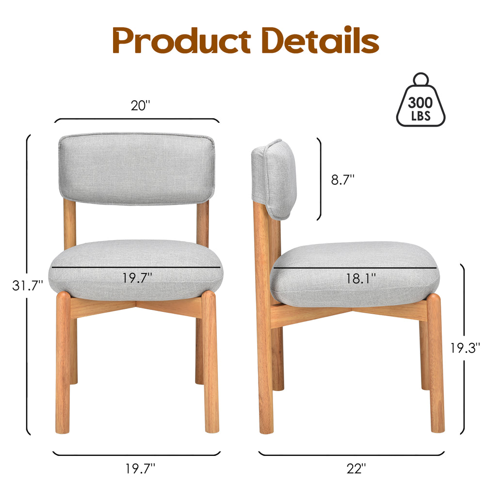 English Elm Modern Linen Upholstered Dining Chair Set Solid Wood Cross Base Removable Back Light Gray T3623P465995