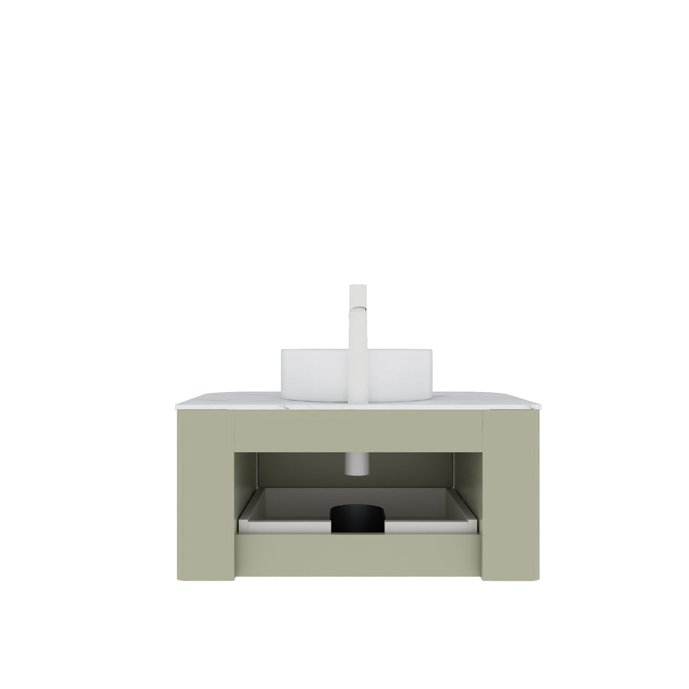 English Elm Dina 30" Modern Wall-Mounted Vanity With Soft-Close Drawer & Round Ceramic Sink In Light Green W2615S00049
