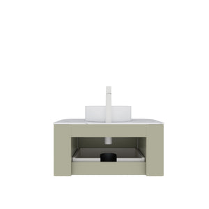 English Elm Dina 30" Modern Wall-Mounted Vanity With Soft-Close Drawer & Round Ceramic Sink In Light Green W2615S00049