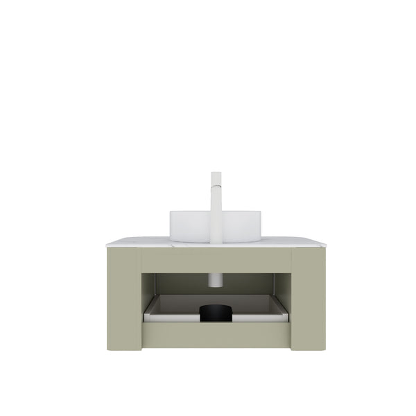 English Elm Dina 30" Modern Wall-Mounted Vanity With Soft-Close Drawer & Round Ceramic Sink In Light Green W2615S00049