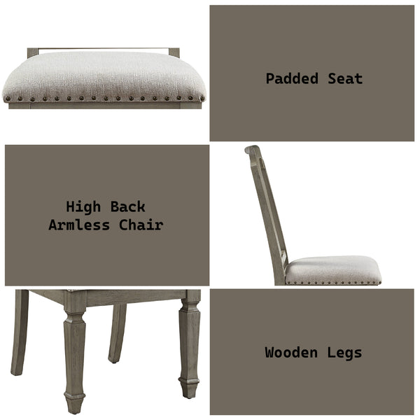 English Elm Zumala Beige Linen Side Chair Set of 2 — Weathered Oak Frame, 3" Foam Cushion, 220lb Capacity, Stylish Dining B2726P288778