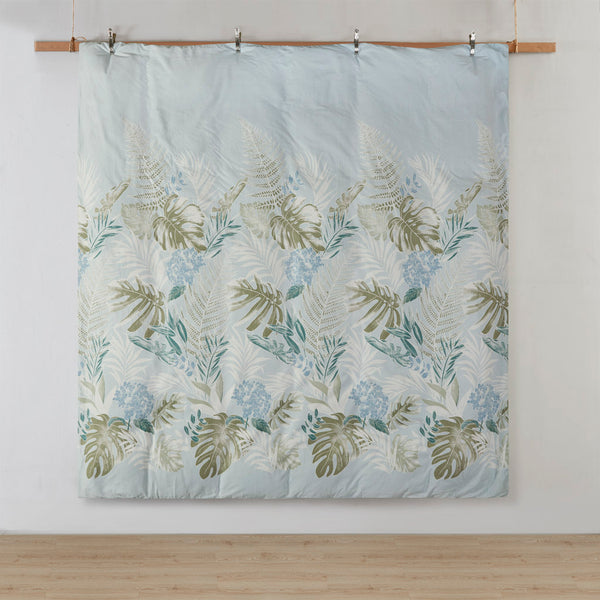 JLA Home Harbor House Blue - 5 Piece Cotton Duvet Cover Set Kiawah Island Tropical Print Blue-Green Embroidered Pillows, OEKO-TEX Treated, Machine Washable HH12-1854