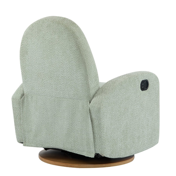 English Elm 360 Swivel Glider Recliner with Solid Wood Base Contemporary Upholstered Lounge Chair Light Green N771P363407L