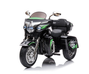 English Elm 12v Kids Electric Ride on Motorcycle with Led Lights Bluetooth Music and Storage Trunk Black W1760P237295