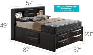 English Elm Sleek Full Bed With Storage Drawers and Modern Durable Finish, Space-Saving Contemporary Design, 87"D Black 15 L x 27 W x 20 H B078S00164