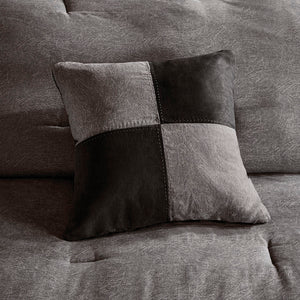 JLA Home Madison Park - 7 Cozy Faux Suede Comforter Set with Earthy Textured Print, Plush Microsuede Trim & Decorative Pillows 90 L x 90 W x 1.5H MP10-2790