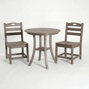 English Elm Antique Finish Outdoor Bistro Set Round Table Compact Patio Seating for Balconies Antique Brown W3566S00035