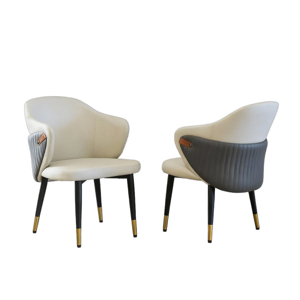English Elm Modern Pu Leather Ergonomic Dining Chairs Mid Century Style Set of 2 for Home W2699P401049