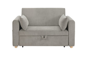 English Elm Mireille Corduroy Convertible Sleeper Loveseat with Usb Charging and Storage Pockets Gray B2749P413229