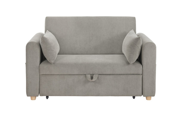 English Elm Mireille Corduroy Convertible Sleeper Loveseat with Usb Charging and Storage Pockets Gray B2749P413229