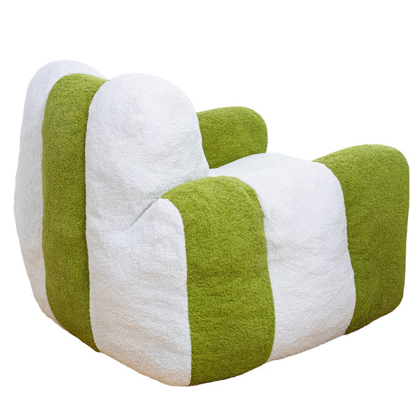 English Elm Bean Bag Chair Teddy Plush Heart Backrest Foam Filled Accent Seat for Adults White+Green W2510P465454