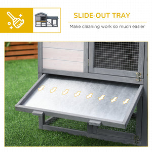 English Elm Pawhut Wooden Rabbit Hutch with Asphalt Roof Run Area Ramp and Removable Tray W2225P217659