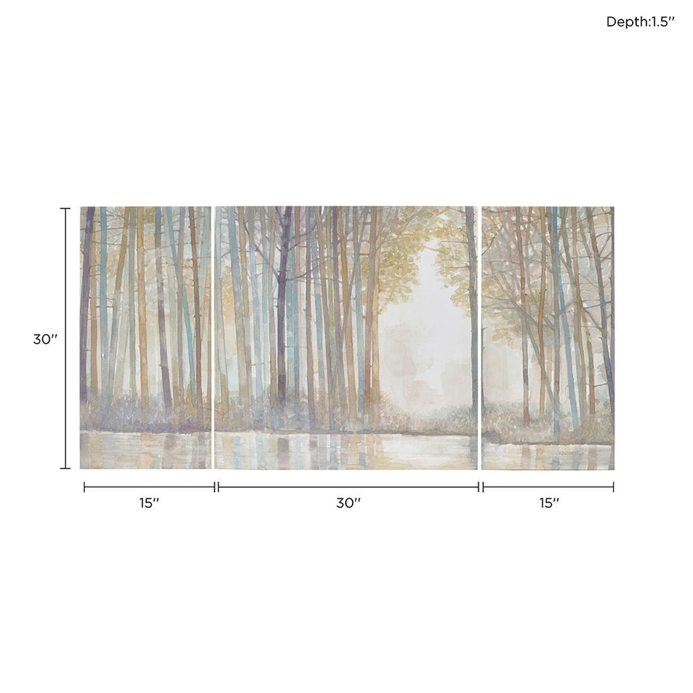 JLA Home Madison Park - Triptych Forest Reflections by Norman Wyatt Jr. — 3-Piece Gallery-Wrapped Canvas Set with Gel Coating, Ready to Hang MP95C-0041