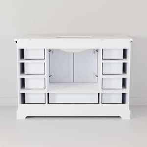 English Elm White Single Bath Vanity 48" W x 22" D with Cultured Marble Top, Chrome Faucet, Scratch-Resist Mirror B2731S01291