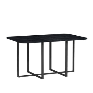 English Elm Multi-functional Dining Work Table Two-tone Mdf Top Metal Base for Modern Compact Spaces Black W3875P386951