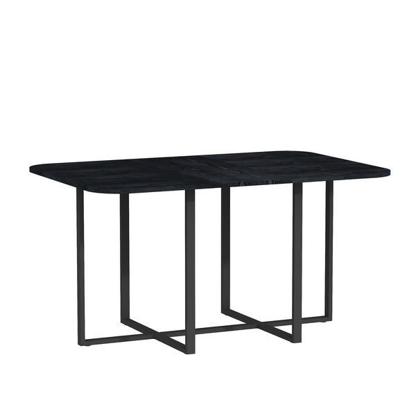 English Elm Multi-functional Dining Work Table Two-tone Mdf Top Metal Base for Modern Compact Spaces Black W3875P386951