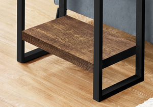 English Elm Accent 2-Tier Side Table with Reclaimed Brown Laminate Top and Black Metal Legs — Industrial Nightstand B2710P221331