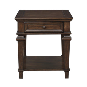 English Elm Traditional Classic End Table with Storage Drawer and Open Shelf Birch Veneer Finish for Living Room Espresso 41.75 L x 26.5 W x 11 H B011P291538