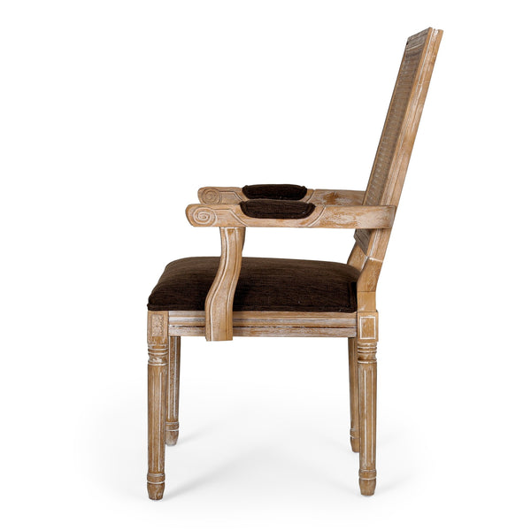 English Elm Dining Chairs Set of 2 Cane Back Rubberwood Armchair French Country Upholstered Seat N769P433301Z