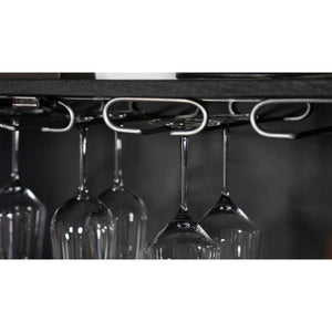 English Elm Washoe Rustic Walnut & Black 2-Door Bar Cabinet with Wine Rack, Stemware Storage, Industrial Frame B062P358300