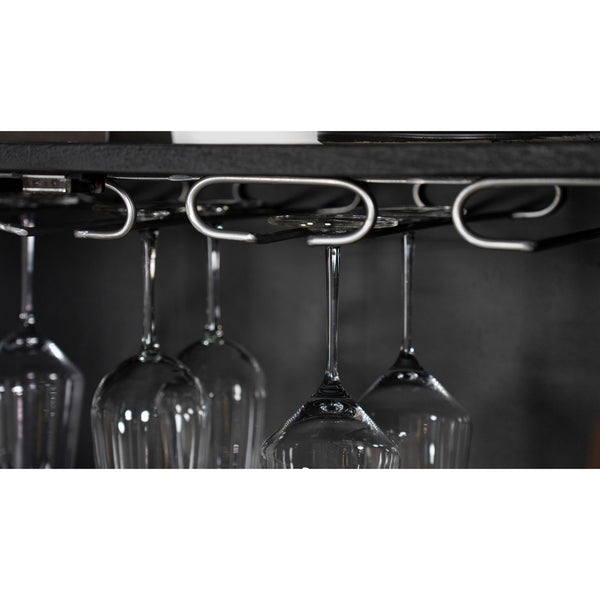English Elm Washoe Rustic Walnut & Black 2-Door Bar Cabinet with Wine Rack, Stemware Storage, Industrial Frame B062P358300