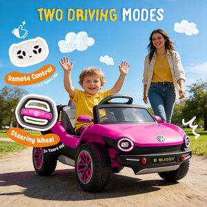 English Elm 12v Licensed Volkswagen Beetle Ride on Car with Remote Control and Suspension for Kids Pink W1578P416240
