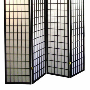 English Elm 70" Elegant Japanese-Style 4-Panel Room Divider - Black Finish Privacy Screen For Versatile Spaces B072115957