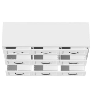 English Elm 9 Drawer Steel Dresser Low Profile White Powder Coated Frame Quiet Glide Bedroom Storage T2398P465982