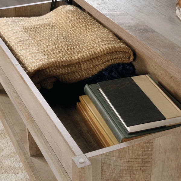 English Elm Lift-Top Coffee Table With Ample Storage - Stylish Brown Finish For Modern & Rustic Decor Spaces B356P402741