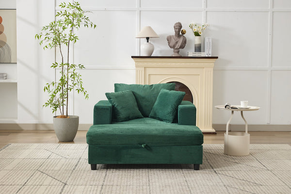 English Elm Chaise Lounge Chair With Removable Ottoman - Plush Modern Upholstered Sleeper For Living Spaces W1170P353051