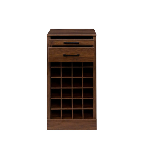 English Elm brown Modular 28-Bottle Wine Cabinet Buffet Cabinet - Dark Melamine Finish, 28-Slot Storage, Compact_x0015_ Walnut Brown W331P266135