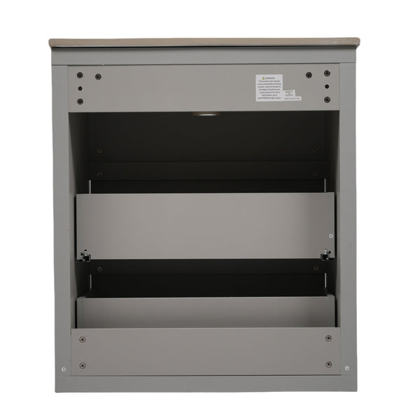 English Elm Christopher Knight Home® - 60" Double Sinks Bathroom Vanity Set with Two Ceramic Basins, Soft-Close Drawers, Sleek Handle-Free Design Gray N817P280550G