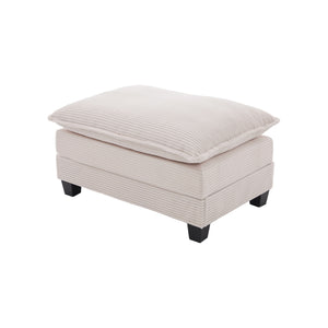 English Elm United We Win Modular Corduroy Sectional with Ottoman Low Profile Living Room Couch Beige W1568S00259
