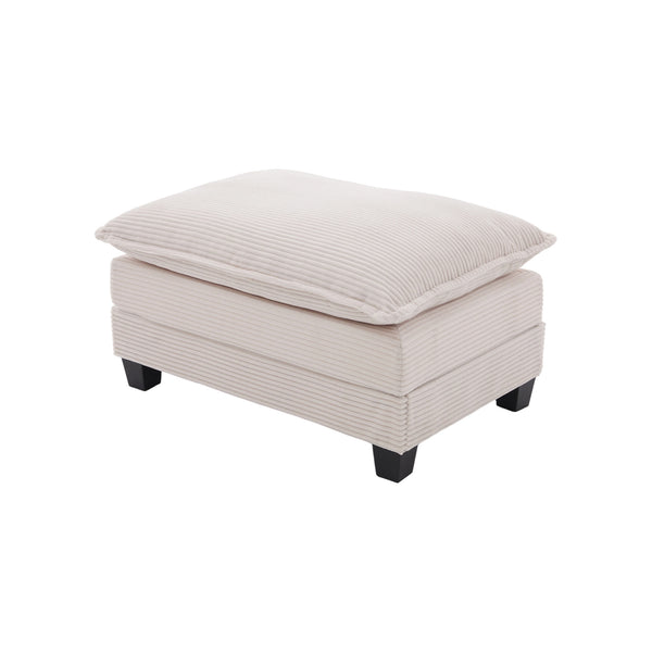 English Elm United We Win Modular Corduroy Sectional with Ottoman Low Profile Living Room Couch Beige W1568S00259