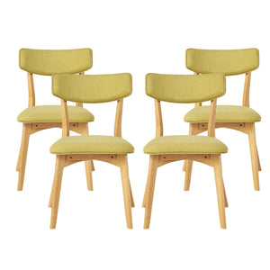 English Elm Caleb Mid-century Upholstered Dining Chair Set of Four with Tapered Oak Legs Green,Natural N768P282333G