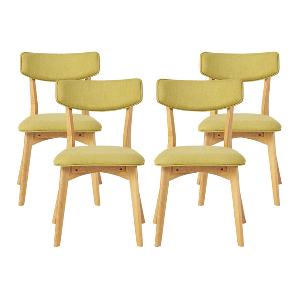 English Elm Caleb Mid-century Upholstered Dining Chair Set of Four with Tapered Oak Legs Green,Natural N768P282333G