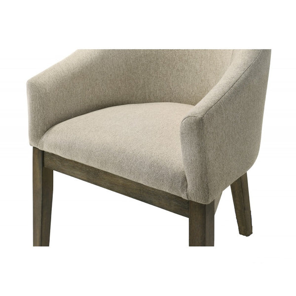 English Elm 2 Piece Upholstered Dining Chair Set in Reclaimed Weathered Grey, Rubber Wood Frame, Cozy Polyester Upholstery, Curved Arms, Sturdy Support B011P379441