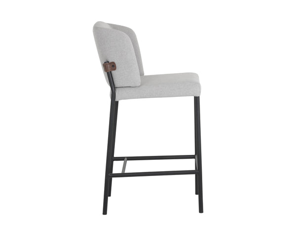 Sunpan Pearce Counter Stool Set of 2 - Modern Minimalist Design with Faux Leather & Iron Frame Finish