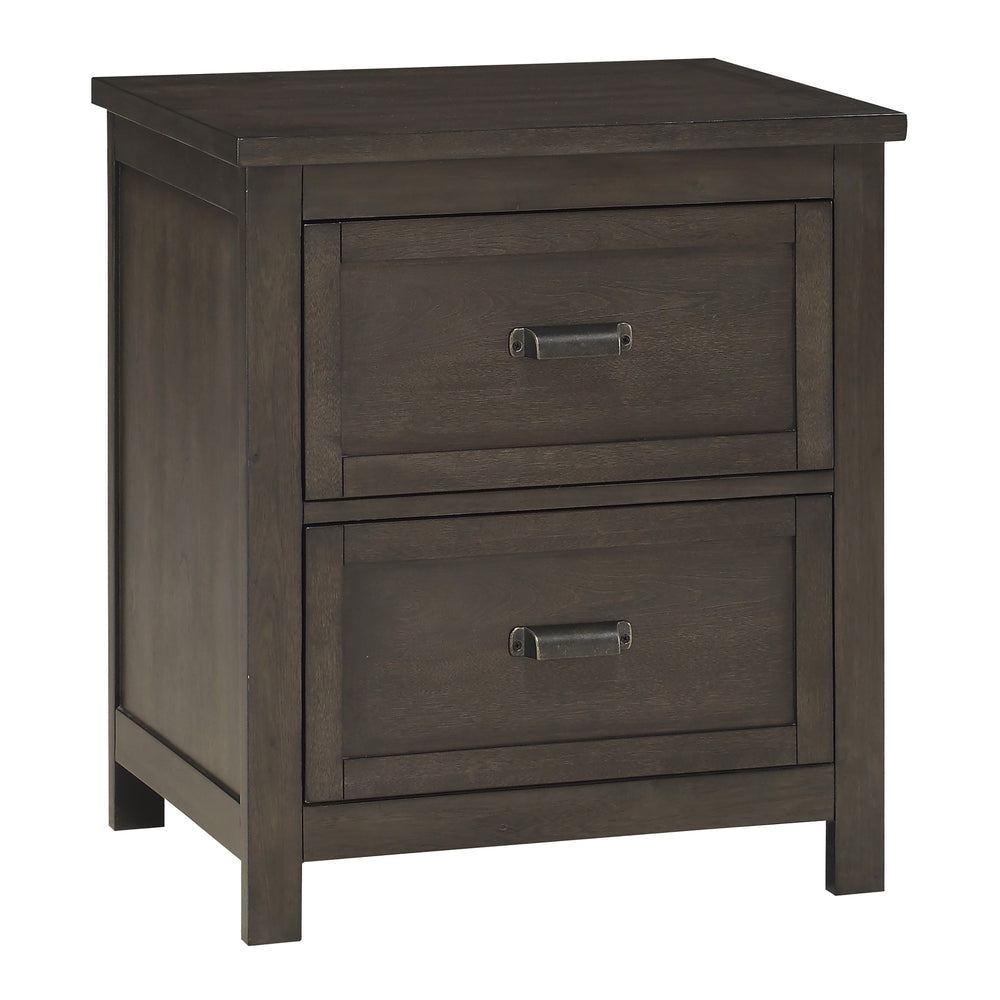 English Elm Transitional Hebron Nightstand Dark Cherry Finish with 2 Drawers, Birch Veneer Grain & Bronze Cup Handles B011P317223
