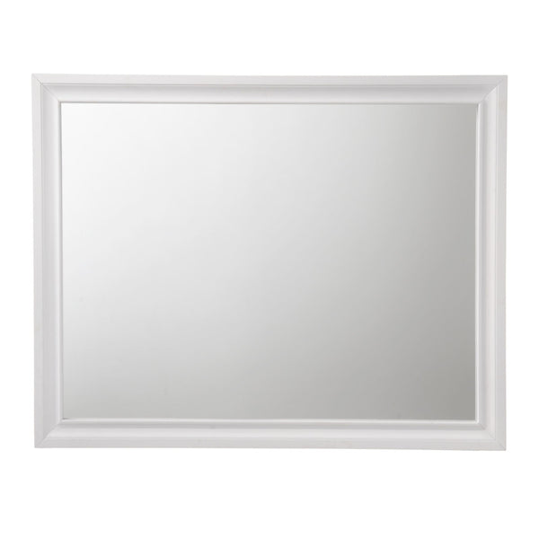 English Elm Naima White Finish Mirror — 41"x31" Sleek Non-Beveled Wall Mirror with Durable Wood Frame, Modern Chic B2726P261239