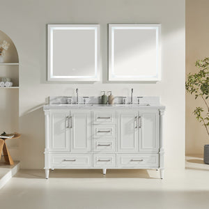 English Elm Fully 64" Freestanding Double Bathroom Vanity with Two Handle Sets, Waterproof 5-Layer Paint Finish W1826P167879