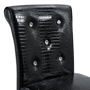 English Elm A Set of 2 Crocodile Embossed Pvc Barstools with Crystal Clasp Detail for Home Bars Black W3875P383114
