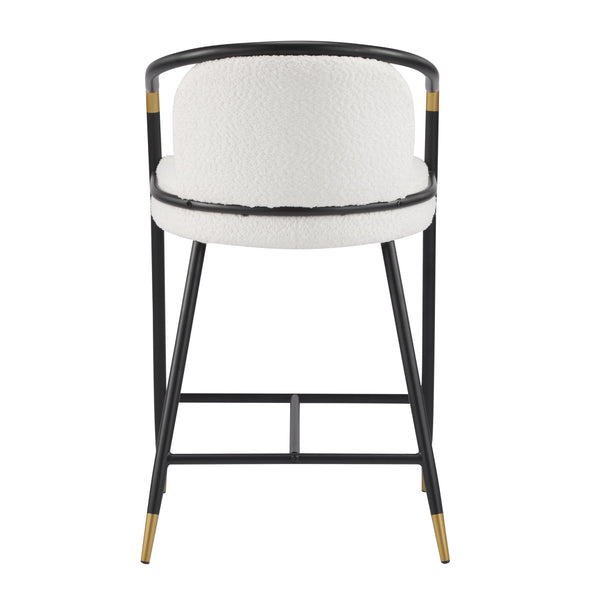 English Elm Christopher Knight Home® - 26" Upholstered Counter Stool Set of 2 with Bouclé Fabric and Iron Frame, Contemporary Comfort and Style Beige,Black,Gold N771P288863B