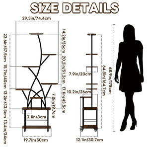 English Elm Plant Stand Indoor With Integrated Grow Light - 8-Tier Metal Shelf For Thriving Greenery At Home W3101P314625-GIGA